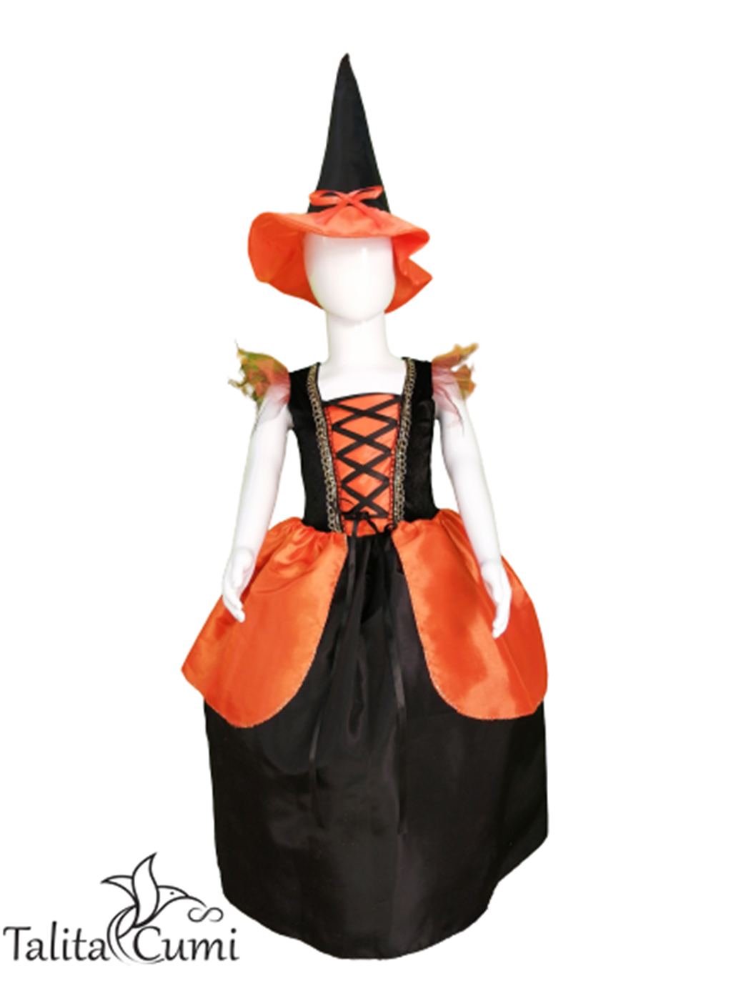 Vestido de Bruja naranja para Niñas
