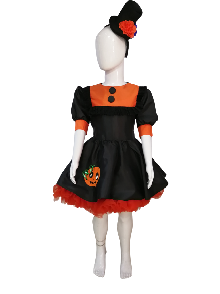 Vestido Disfraz Brujta Calabacita de lujo halloween para niñas