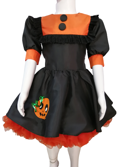Vestido Disfraz Brujta Calabacita de lujo halloween para niñas
