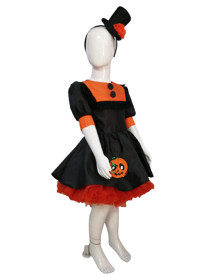 Vestido Disfraz Brujta Calabacita de lujo halloween para niñas