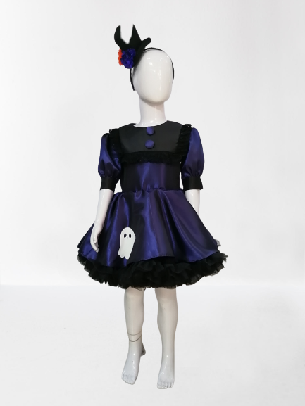 Vestido Disfraz Brujta Fantasmita de lujo halloween para niñas
