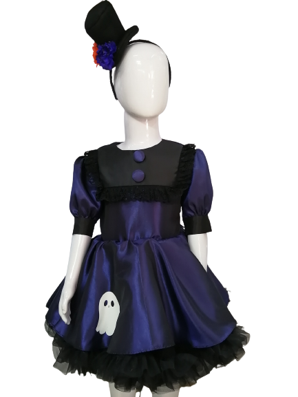 Vestido Disfraz Brujta Fantasmita de lujo halloween para niñas