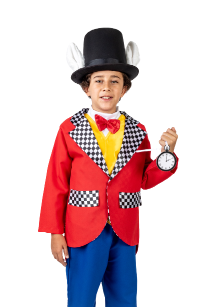 Disfraz traje de Conejo de la pelicula Alicia con sombrero para niños