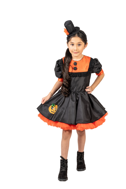 Vestido Disfraz Brujta Calabacita de lujo halloween para niñas
