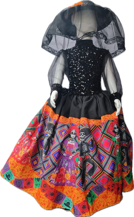 Disfraz Elegante de Catrina para Niña y Dama