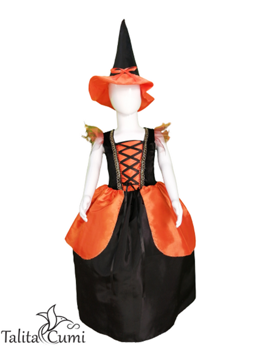 Vestido de Bruja naranja para Niñas