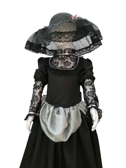 Vestido  Disfraz Catrina PLata de lujo halloween para niñas