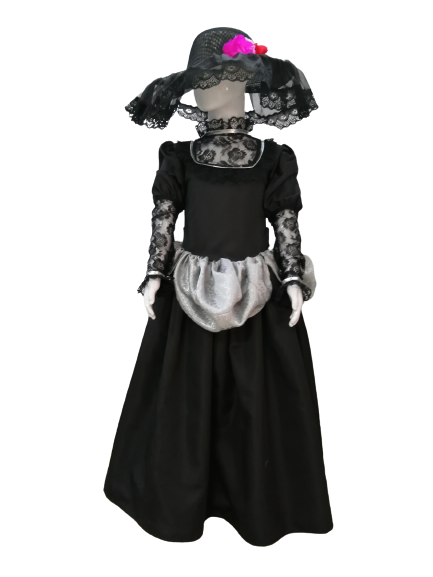 Vestido  Disfraz Catrina PLata de lujo halloween para niñas