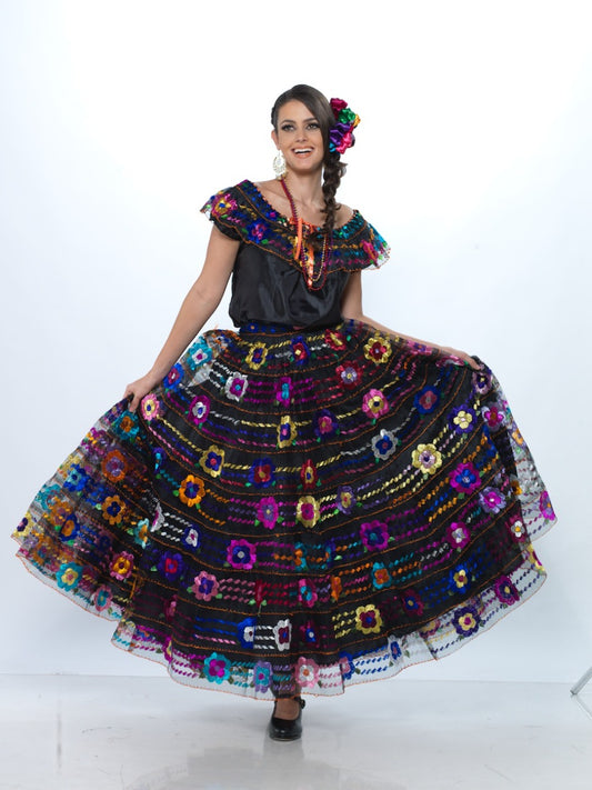 Vestido de Chiapaneca Bordada con tocado Damas